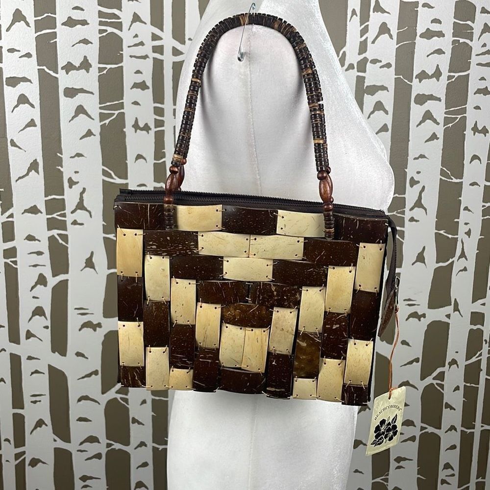 Beachcombers Patchwork Coconut Shell Rectangular Patch Purse Tote - Picture 2 of 9